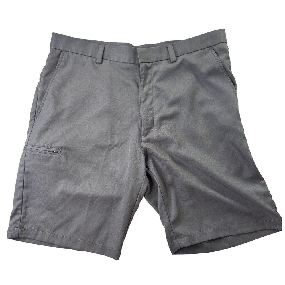 Grand Slam Mens Grey Golf Shorts Size 34 Performance Polyester Flat Front Zipper